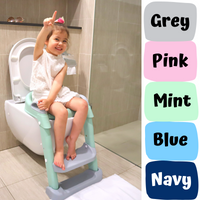 “Mint Step up cushioned toilet seat for children kids potty training ladder toilet safety non-slip lucymelon Sydney"